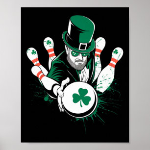 Leprechaun Bowling St. Patrick’s Day Lucky Men Boy Poster