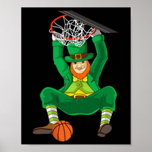 Leprechaun Bysketbyll St Patricks Day Kids Boys Poster