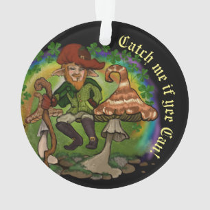 Leprechaun, Catch me if yee Can! Stickers Button Ornament