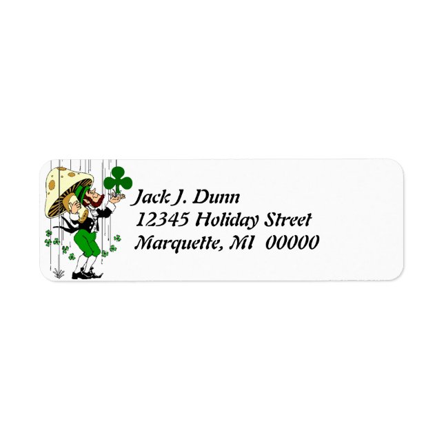 Leprechaun Catching Shamrocks Return address Label (Front)