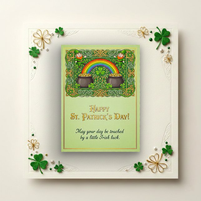 Leprechaun Celtic Knot Rainbow St. Patrick’s Holiday Card (Creator Uploaded)