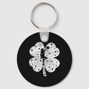 Leprechaun Cheerleader St Patricks Day Lucky Cheer Key Ring