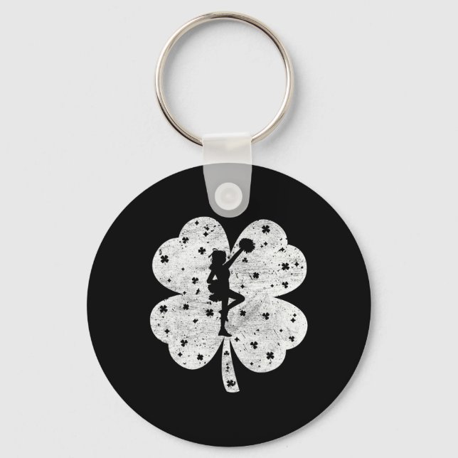 Leprechaun Cheerleader St Patricks Day Lucky Cheer Key Ring (Front)