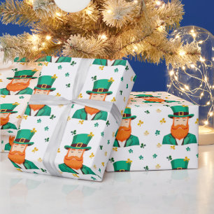 Leprechaun Clover Shamrock Patrick's Day Wrapping Paper