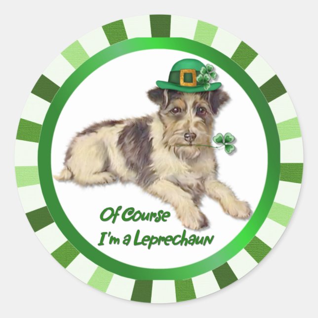 Leprechaun Dog Classic Round Sticker (Front)