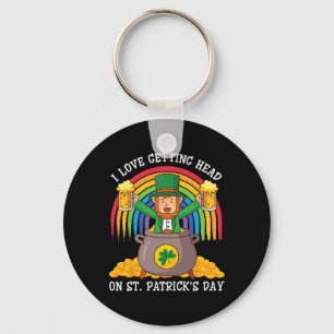 Leprechaun Drink Beer I Love Getting Head On St Pa Key Ring