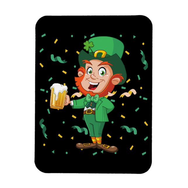 Leprechaun Drinking Beer St. Patrick's Day Magnet (Vertical)