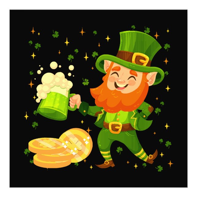 Leprechaun Drinking Beer St. Patrick's Day Photo Print (Front)