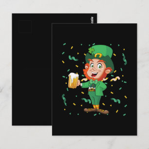 Leprechaun Drinking Beer St. Patrick's Day Postcard