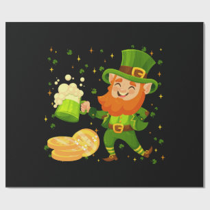 Leprechaun Drinking Beer St. Patrick's Day Wrapping Paper