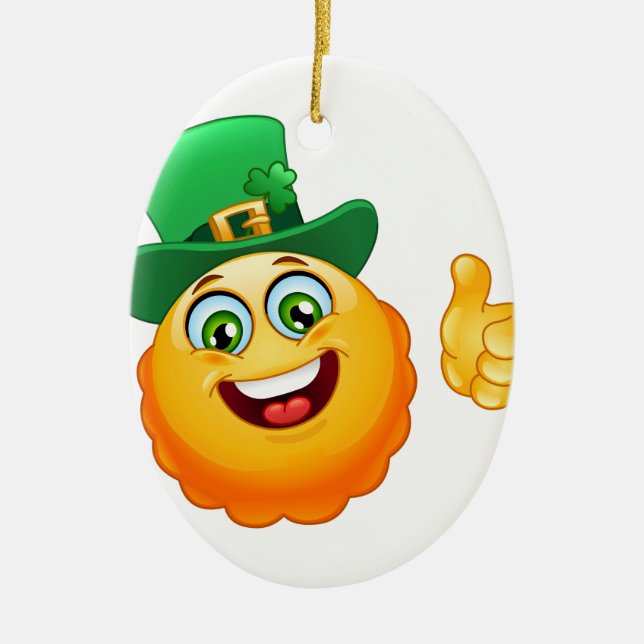 leprechaun emoji ceramic tree decoration (Front)