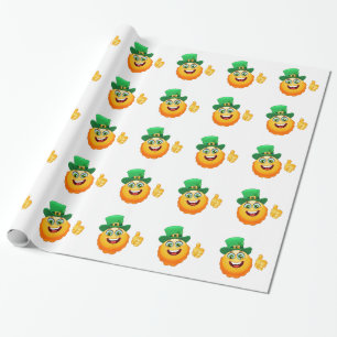leprechaun emoji wrapping paper