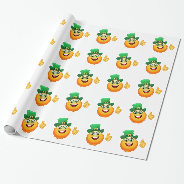 leprechaun emoji wrapping paper (Unrolled)
