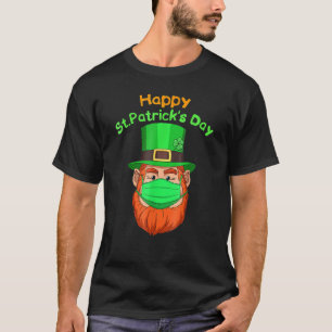 Leprechaun Face Mask Quarantine Happy St Patricks  T-Shirt