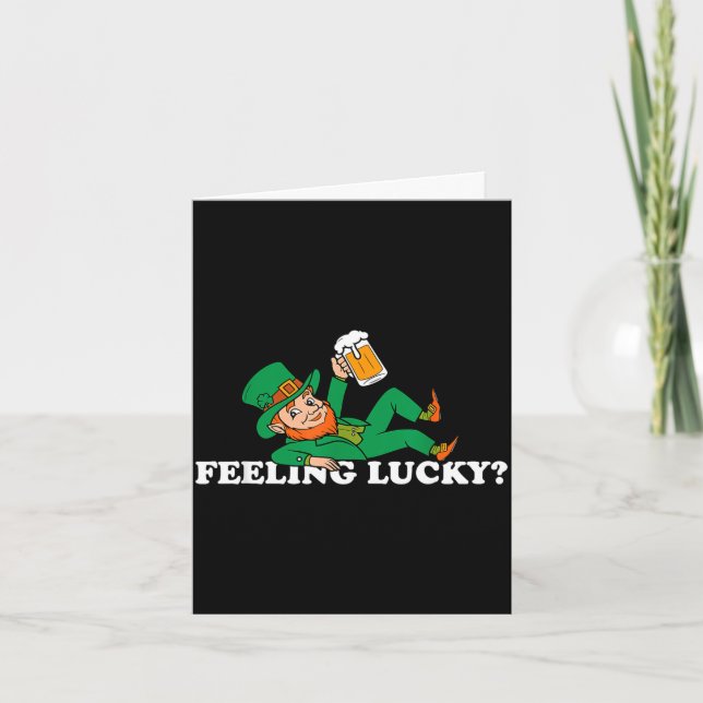 Leprechaun feeling lucky st patrick's day  card (Front)