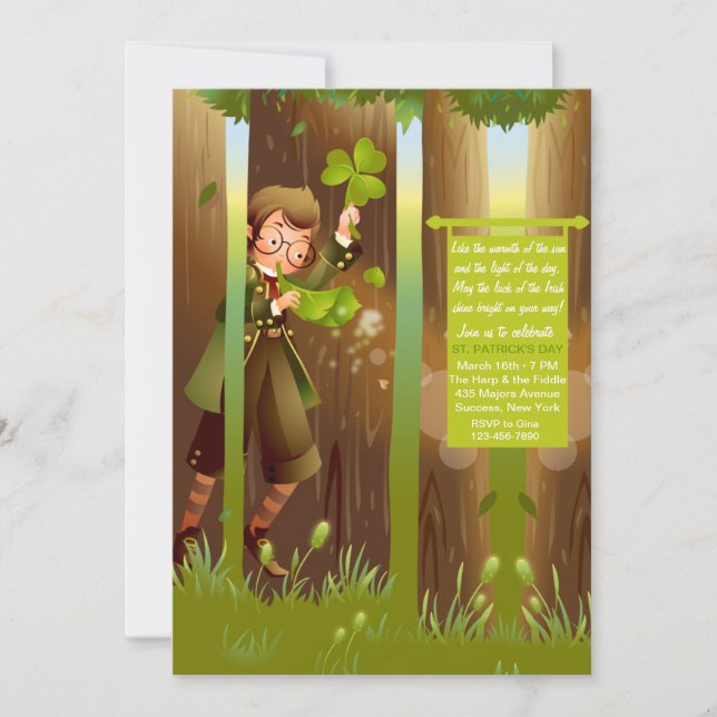 Leprechaun Forest St. Patrick's Day Invitation (Front)