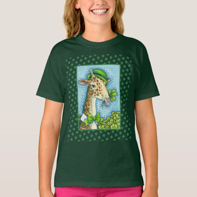LEPRECHAUN GIRAFFE COLORFUL ST. PATRICK'S DAY CUTE T-Shirt (Front)