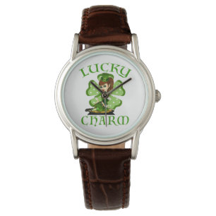 Leprechaun Girl Lucky Charm Wrist Watch