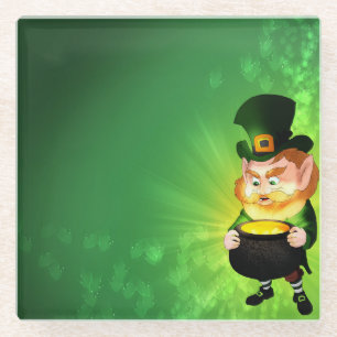 Leprechaun glass coaster