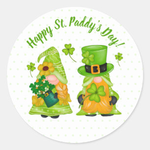 Leprechaun Gnome Shamrock Happy St. Paddy's Day Classic Round Sticker