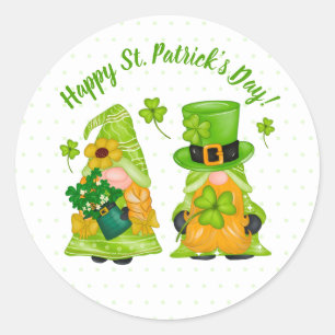 Leprechaun Gnome Shamrock Happy St. Patrick's Day Classic Round Sticker