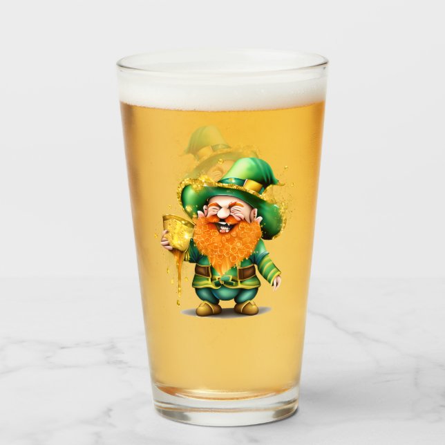 Leprechaun gnome St. Patrick's Day lucky Glass (Front Filled)