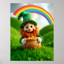 Leprechaun Gnome St. Patrick's Day Shamrock Poster