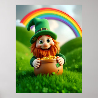 Leprechaun Gnome St. Patrick's Day Shamrock Poster