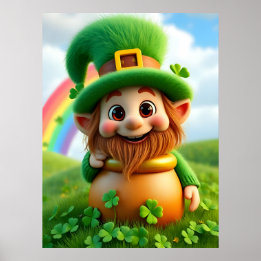 Leprechaun Gnome St. Patrick's Day Shamrock Poster