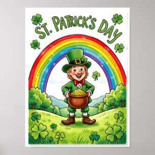 Leprechaun Gnome St. Patrick's Day Shamrock Poster