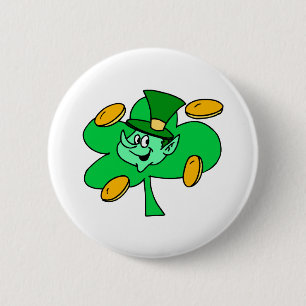 Leprechaun Gold Coins 6 Cm Round Badge
