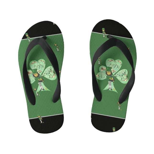 Leprechaun "Happy St. Patrick's Day"   Kid's Jandals (Footbed)