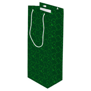 Leprechaun Hat and Clover Pattern Wine Gift Bag