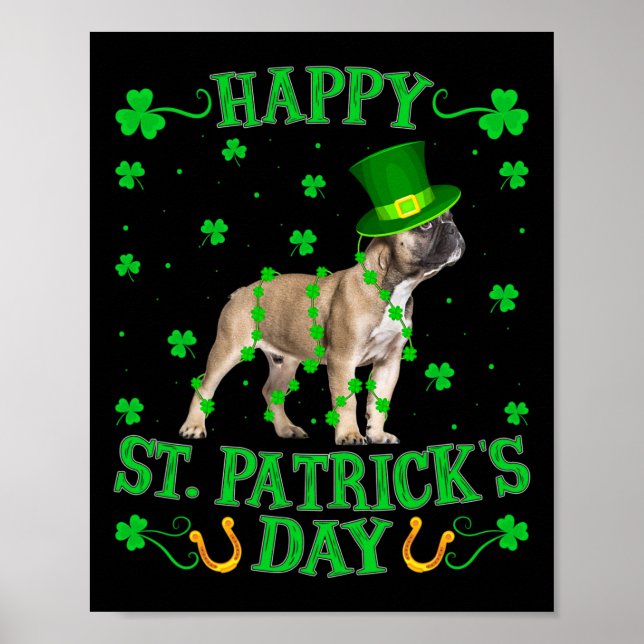Leprechaun Hat French Bulldog St. Patrick's Day  Poster (Front)
