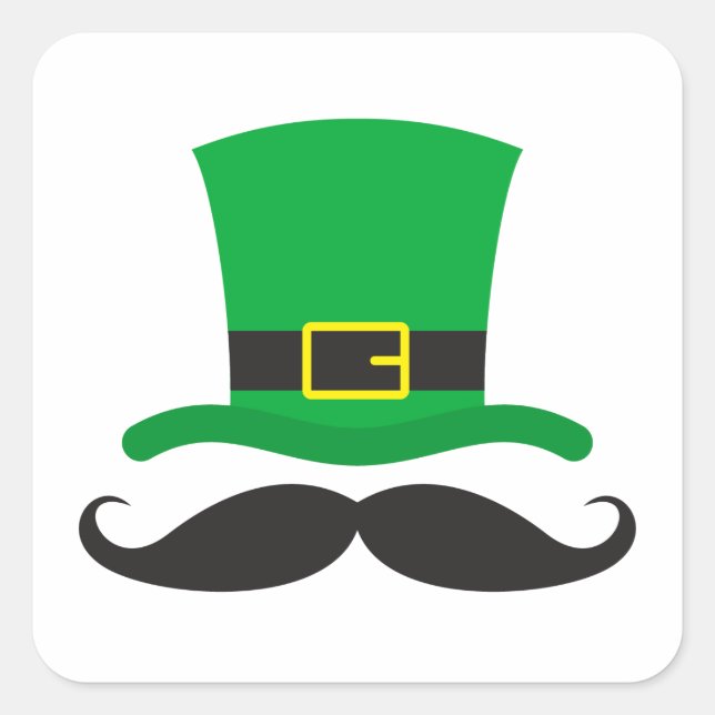 Leprechaun hat funny moustache St Patrick's day Square Sticker (Front)