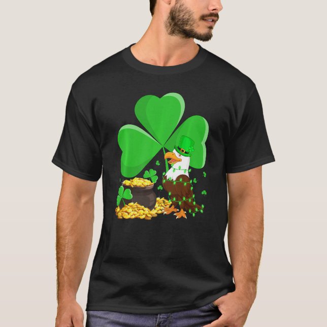 Leprechaun Hat Shamrock Leaf Eagle Bird St Patrick T-Shirt (Front)