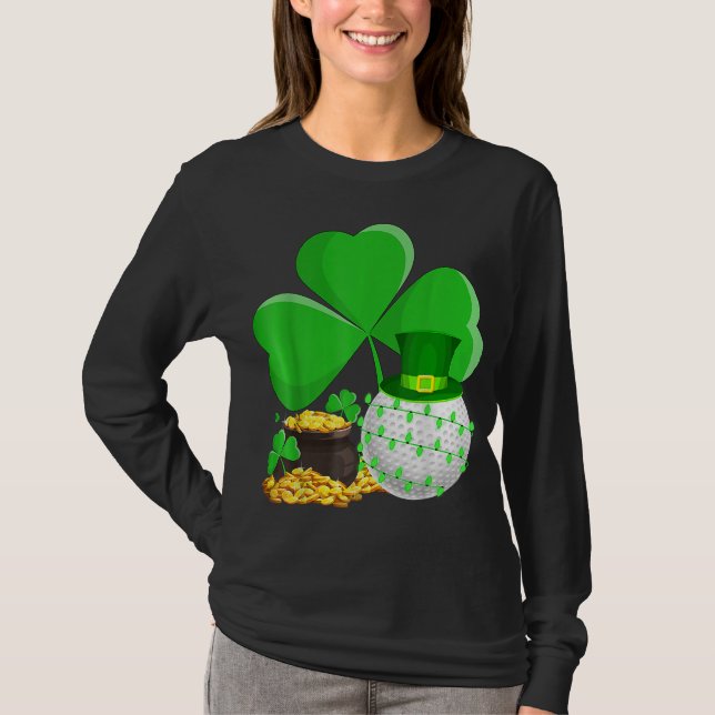 Leprechaun Hat Shamrock Leaf Golf St Patrick's Day T-Shirt (Front)