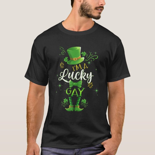 Leprechaun I'm A Lucky A Gay St Patrick's Day Matc T-Shirt (Front)