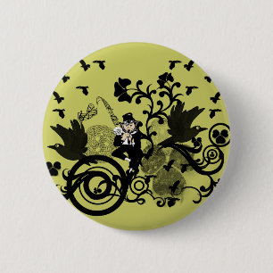 Leprechaun in Black 6 Cm Round Badge
