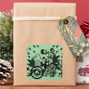 Leprechaun in Black Square Sticker