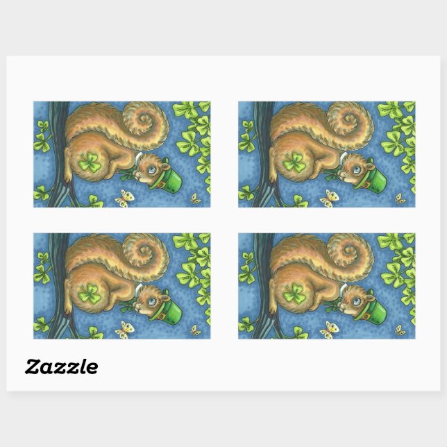 LEPRECHAUN IRISH SQUIRREL, LUCKY STICKERS Sheet (Sheet)