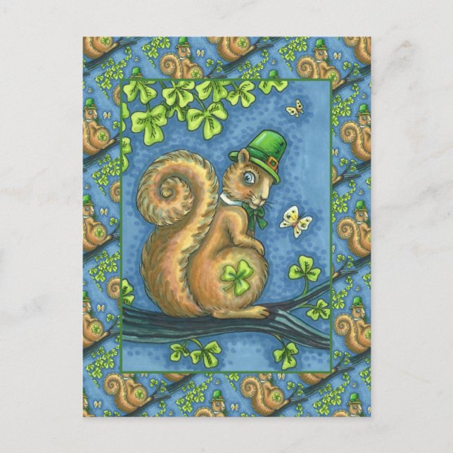 LEPRECHAUN IRISH SQUIRREL, ST. PATRICK'S DAY Lucky Holiday Postcard (Front)