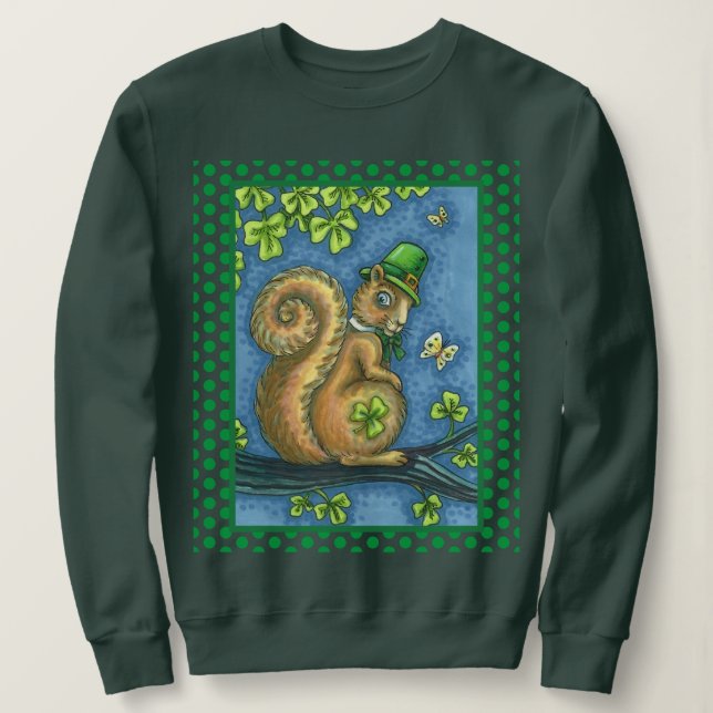 LEPRECHAUN IRISH SQUIRREL, ST. PATRICK'S DAY Lucky Sweatshirt (Design Front)