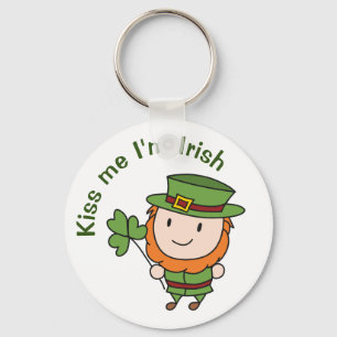 Leprechaun Kiss Me I'm Irish Key Ring