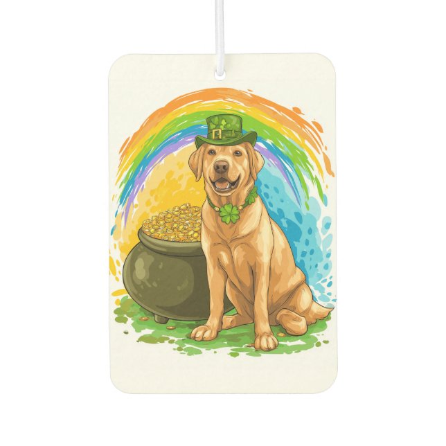 Leprechaun Lab � St. Patrick�s Day Dog Car Air Freshener (Front)
