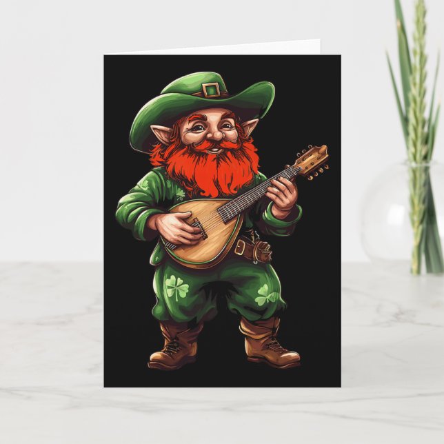 Leprechaun Mandolins Funny St. Patricks Day Irish  Card (Front)
