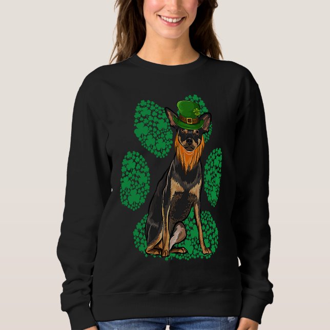 Leprechaun Miniature Pinscher St Patricks Day Sham Sweatshirt (Front)