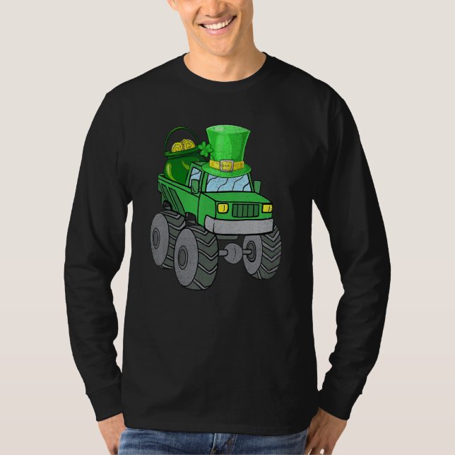 Leprechaun Monster Truck Shamrock St Patrick Day B T-Shirt (Front)