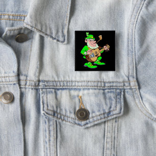 Leprechaun  Musician 15 Cm Square Badge