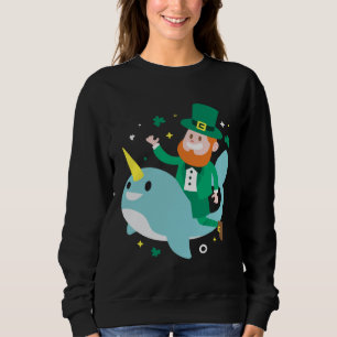 Leprechaun Narwhale  Cute St Patricks Day 2020 Boy Sweatshirt
